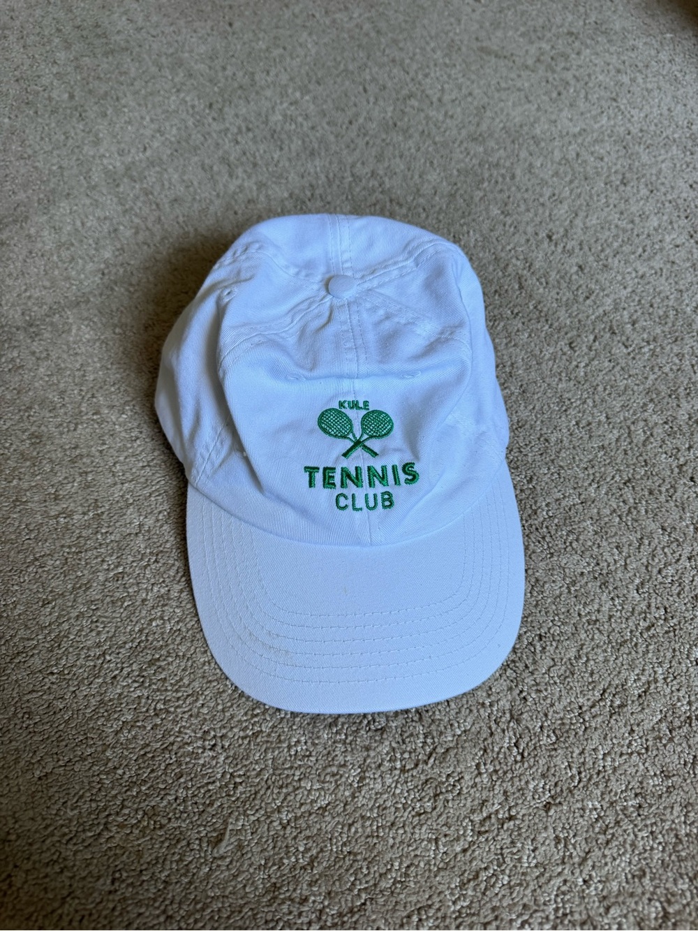 KULE White Tennis Club Embroidered Cap with Green Logo